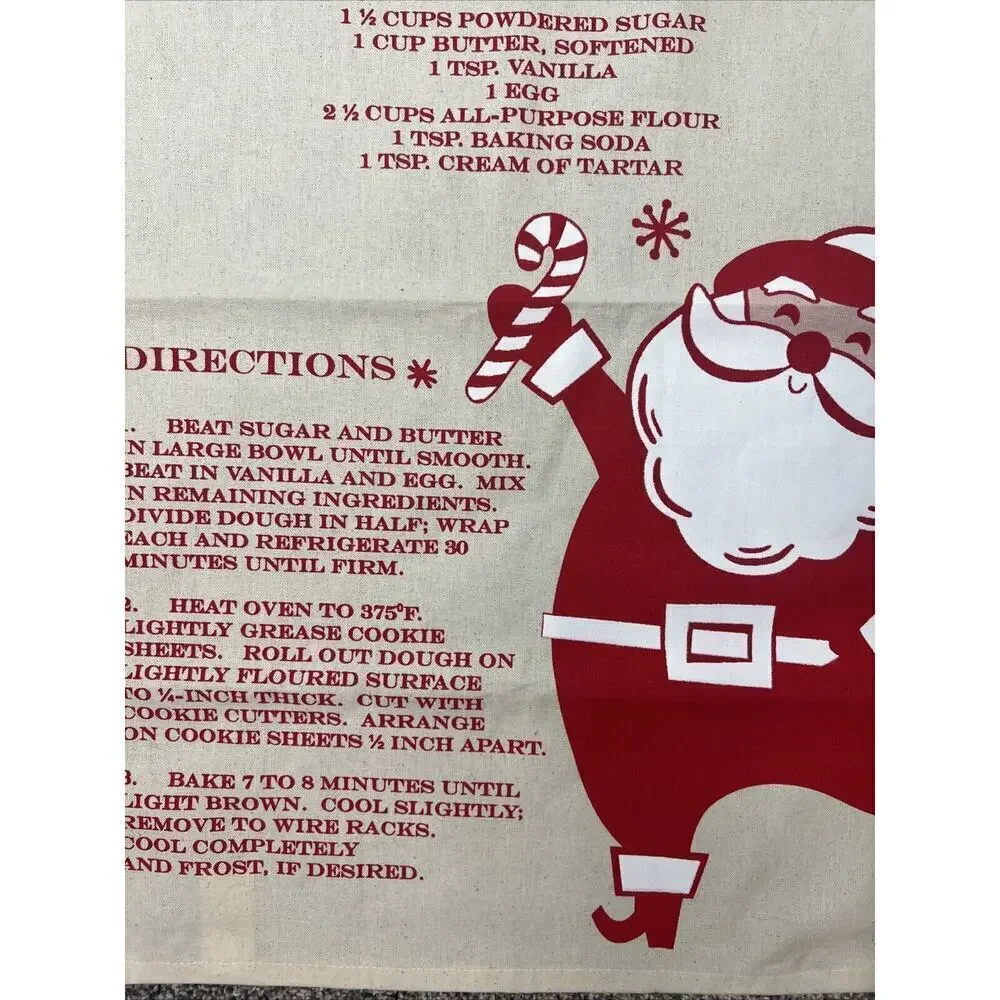 Target 2014 Santa Claus Christmas Sugar Cookie Recipe Dish Towel 100% Cotton NEW